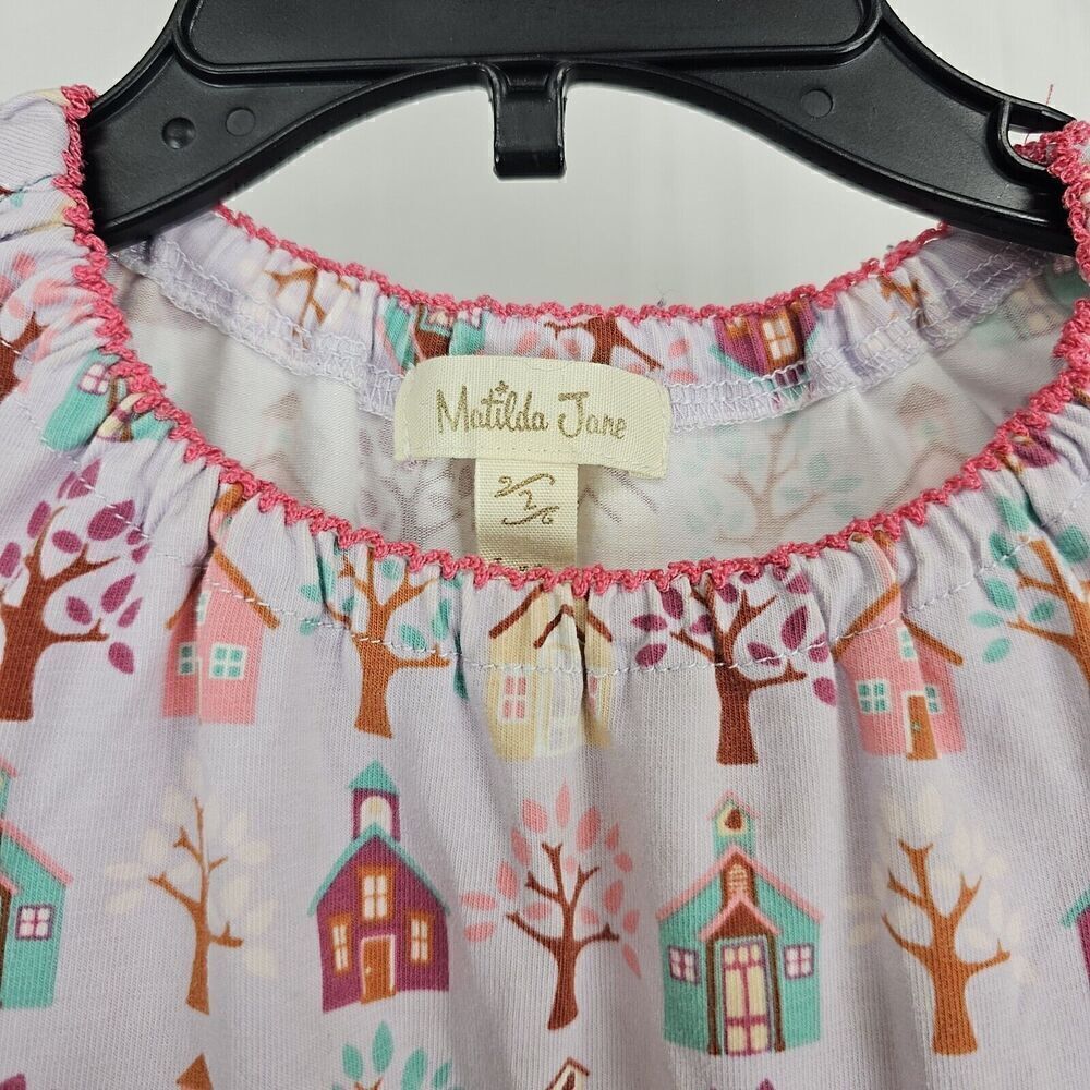 Matilda Jane Girl's Size 2 School House As You Wish Purple Green Peasant Top - Picture 5 of 7